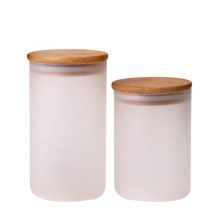Hot sell 500ml high borosilicate Cylinder glass food storage spice jar Canister with Seal Bamboo Lid